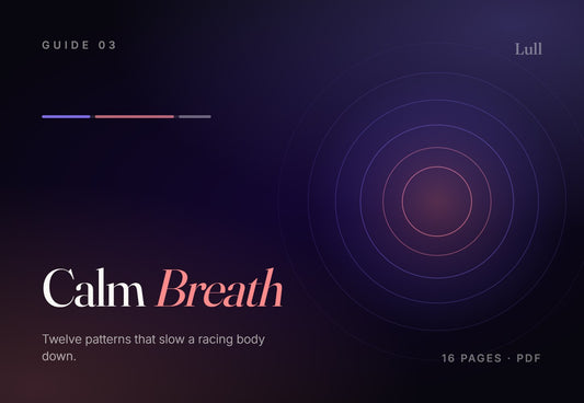 Calm Breath — cover. Concentric rings expanding like a breath, beside a timing bar.